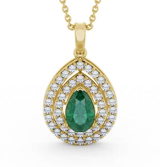 Halo Emerald and Diamond 1.24ct Pendant 18K Yellow Gold PNT4GEM_YG_EM_THUMB1