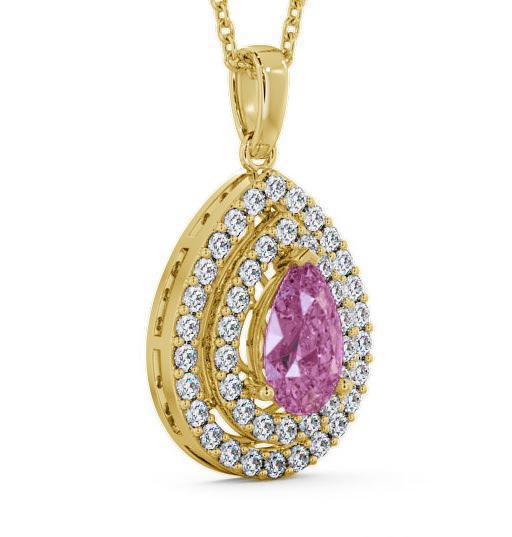 Halo Pink Sapphire and Diamond 1.44ct Pendant 9K Yellow Gold PNT4GEM_YG_PS_THUMB1 
