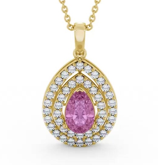 Halo Pink Sapphire and Diamond 1.44ct Pendant 18K Yellow Gold PNT4GEM_YG_PS_THUMB1