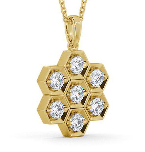 Drop Round Diamond Cluster Pendant 9K Yellow Gold PNT52_YG_THUMB1 