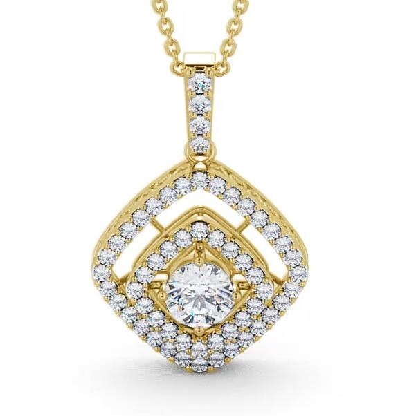 Cluster Round Diamond Exquisite Pendant 18K Yellow Gold PNT53_YG_THUMB2 