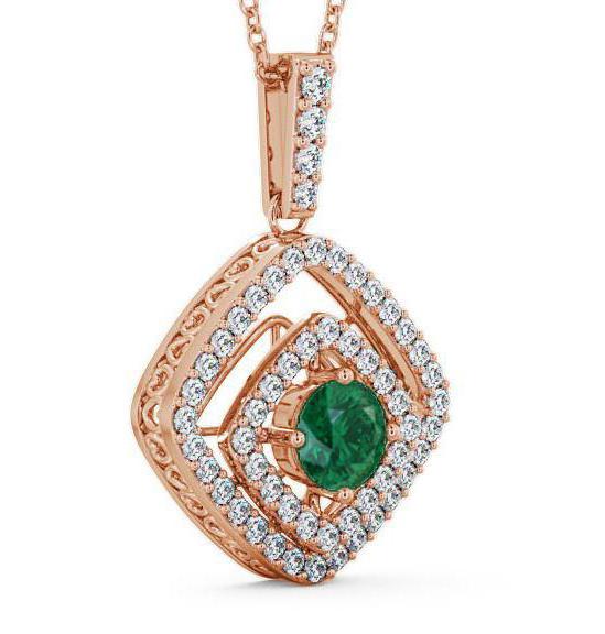 Cluster Emerald and Diamond 1.69ct Pendant 18K Rose Gold PNT53GEM_RG_EM_THUMB1 