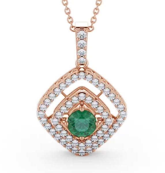 Cluster Emerald and Diamond 1.69ct Pendant 9K Rose Gold PNT53GEM_RG_EM_THUMB1