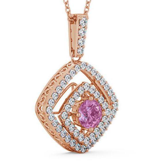 Cluster Pink Sapphire and Diamond 1.94ct Pendant 9K Rose Gold PNT53GEM_RG_PS_THUMB1 