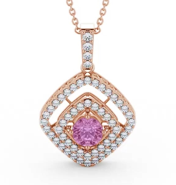 Cluster Pink Sapphire and Diamond 1.94ct Pendant 18K Rose Gold PNT53GEM_RG_PS_THUMB1