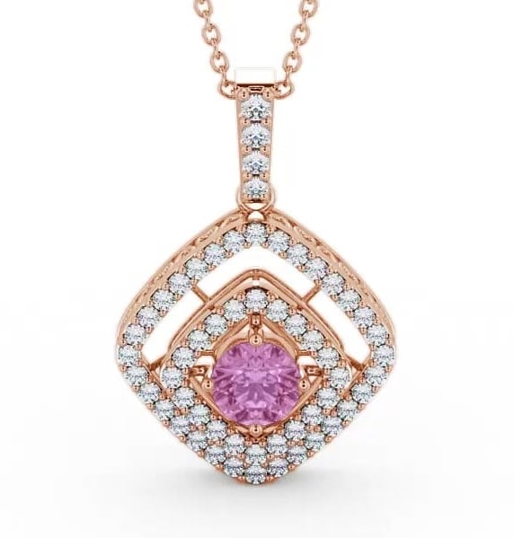 Cluster Pink Sapphire and Diamond 1.94ct Pendant 18K Rose Gold PNT53GEM_RG_PS_THUMB2 
