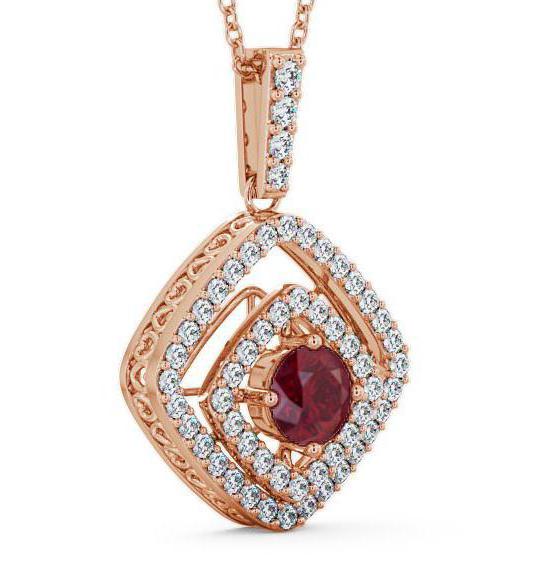 Cluster Ruby and Diamond 1.94ct Pendant 18K Rose Gold PNT53GEM_RG_RU_THUMB1 