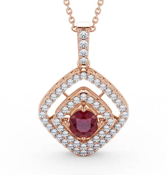 Cluster Ruby and Diamond 1.94ct Pendant 18K Rose Gold PNT53GEM_RG_RU_THUMB2 