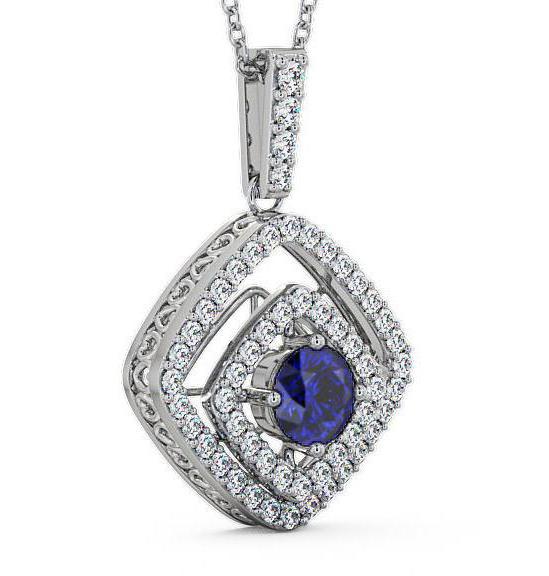 Cluster Blue Sapphire and Diamond 1.94ct Pendant 9K White Gold PNT53GEM_WG_BS_THUMB1 