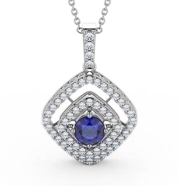 Cluster Blue Sapphire and Diamond 1.94ct Pendant 9K White Gold PNT53GEM_WG_BS_THUMB2 