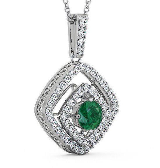 Cluster Emerald and Diamond 1.69ct Pendant 18K White Gold PNT53GEM_WG_EM_THUMB1 