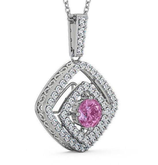 Cluster Pink Sapphire and Diamond 1.94ct Pendant 18K White Gold PNT53GEM_WG_PS_THUMB1 