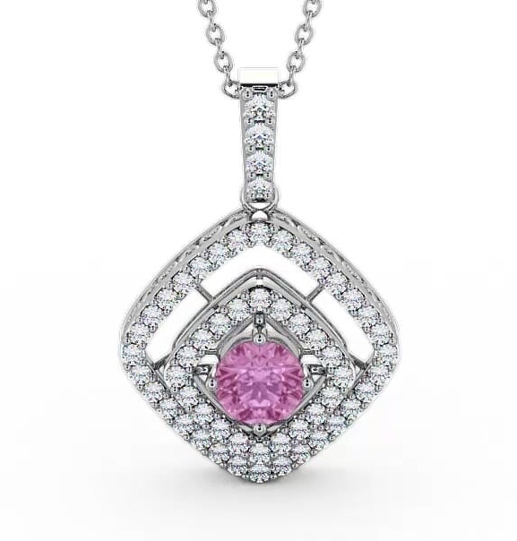 Cluster Pink Sapphire and Diamond 1.94ct Pendant 18K White Gold PNT53GEM_WG_PS_THUMB1