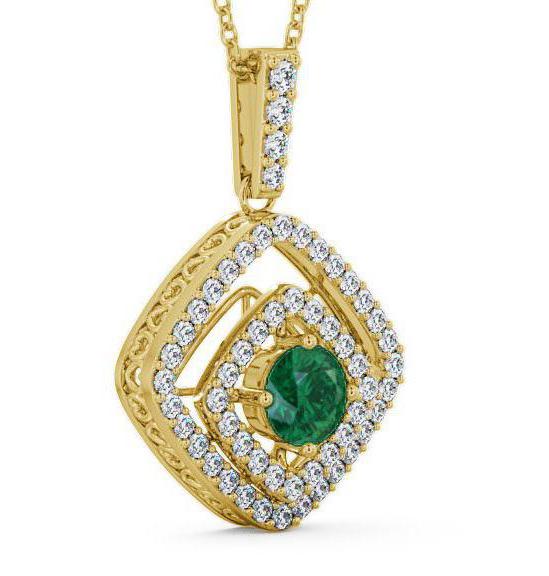 Cluster Emerald and Diamond 1.69ct Pendant 9K Yellow Gold PNT53GEM_YG_EM_THUMB1 