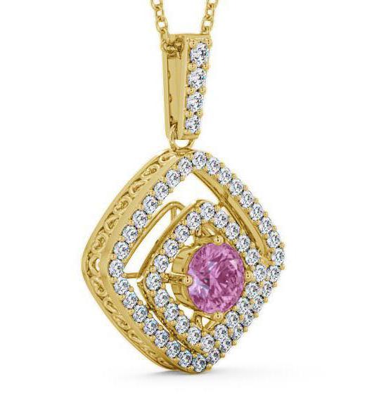 Cluster Pink Sapphire and Diamond 1.94ct Pendant 18K Yellow Gold PNT53GEM_YG_PS_THUMB1 