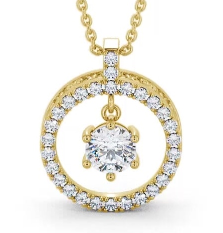 Circle Cluster with Round Hanging Diamond Pendant 18K Yellow Gold PNT5_YG_thumb2.jpg 