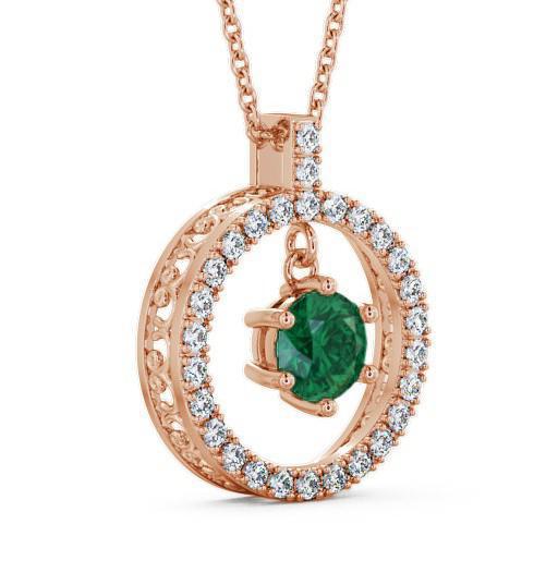 Circle Emerald and Diamond 1.36ct Pendant 9K Rose Gold PNT5GEM_RG_EM_THUMB1 