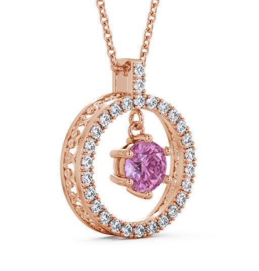 Circle Pink Sapphire and Diamond 1.56ct Pendant 9K Rose Gold PNT5GEM_RG_PS_THUMB1 