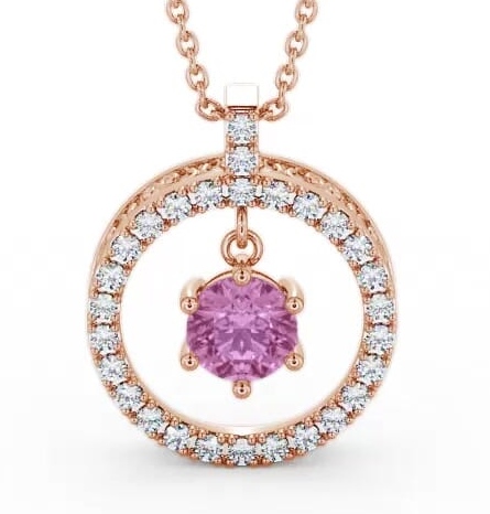 Circle Pink Sapphire and Diamond 1.56ct Pendant 9K Rose Gold PNT5GEM_RG_PS_THUMB1