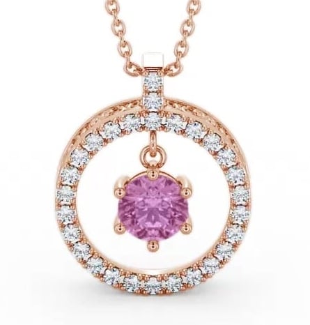 Circle Pink Sapphire and Diamond 1.56ct Pendant 9K Rose Gold PNT5GEM_RG_PS_THUMB2 