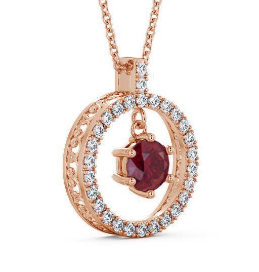 Circle Ruby and Diamond 1.56ct Pendant 18K Rose Gold PNT5GEM_RG_RU_THUMB1 
