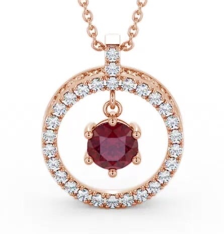 Circle Ruby and Diamond 1.56ct Pendant 18K Rose Gold PNT5GEM_RG_RU_THUMB2 