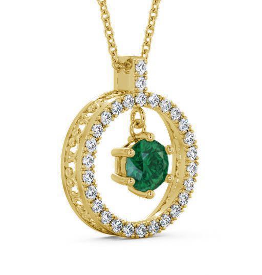 Circle Emerald and Diamond 1.36ct Pendant 9K Yellow Gold PNT5GEM_YG_EM_THUMB1 