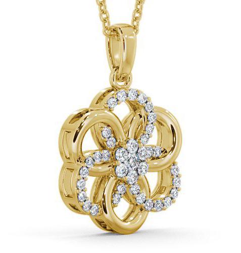 Cluster Round Diamond 0.45ct Floral Design Pendant 18K Yellow Gold PNT60_YG_THUMB1 