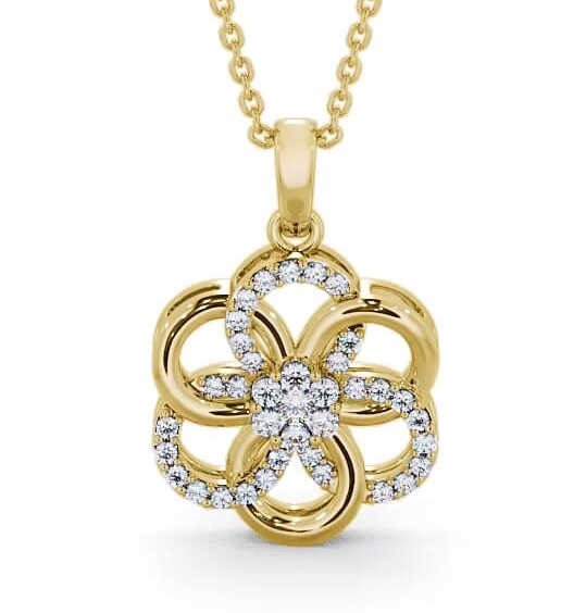 Cluster Round Diamond 0.45ct Floral Design Pendant 18K Yellow Gold PNT60_YG_THUMB2 