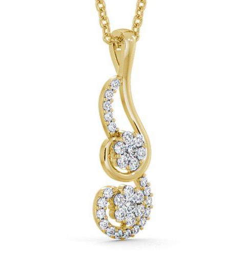 Drop Round Diamond 0.40ct Swirling Cluster Pendant 18K Yellow Gold PNT61_YG_NECK 