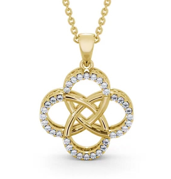 Cluster Round Diamond 0.30ct Clover Design Pendant 18K Yellow Gold PNT62_YG_THUMB2 