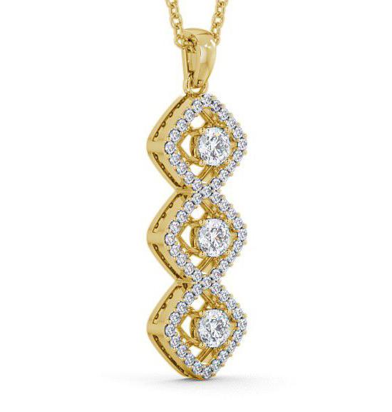 Drop Round Diamond Trilogy Cluster Pendant 18K Yellow Gold PNT64_YG_THUMB1 