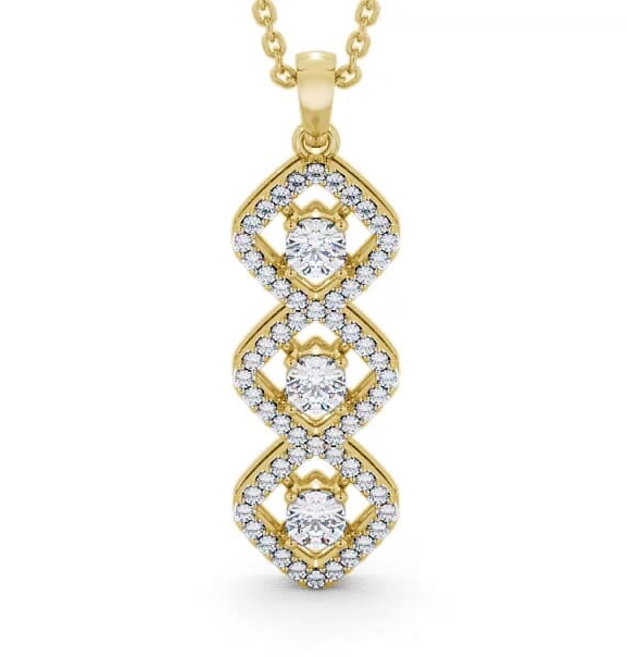 Drop Round Diamond Trilogy Cluster Pendant 18K Yellow Gold PNT64_YG_THUMB2 