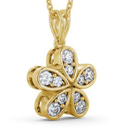 Flower Shaped Diamond Cluster Pendant 18K Yellow Gold PNT65_YG_THUMB1 