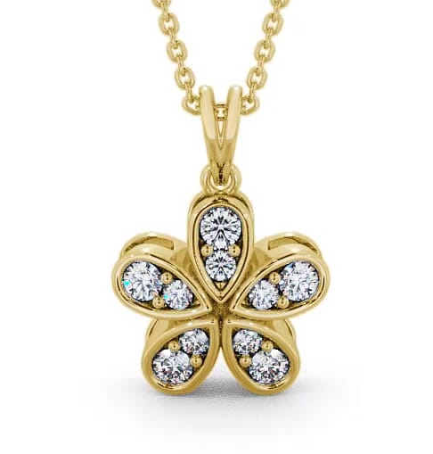 Flower Shaped Diamond Cluster Pendant 18K Yellow Gold PNT65_YG_THUMB2 