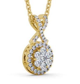 Cluster Round Diamond 0.42ct Crossover Bail Pendant 9K Yellow Gold PNT67_YG_THUMB1 