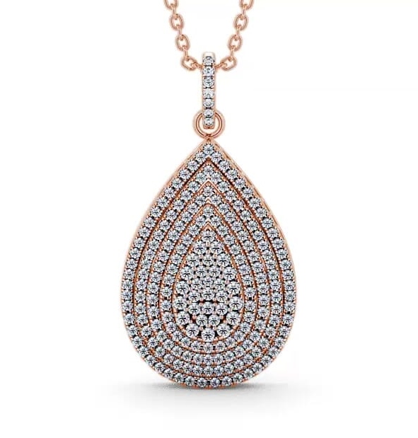 Cluster Round Diamond 0.88ct Pear Design Pendant 9K Rose Gold PNT68_RG_THUMB2 