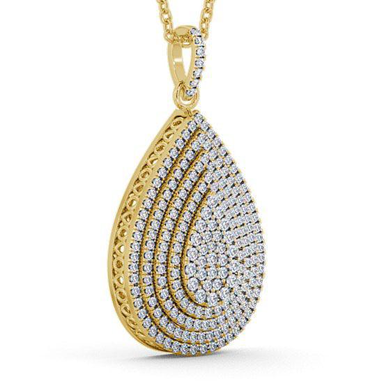 Cluster Round Diamond 0.88ct Pear Design Pendant 18K Yellow Gold PNT68_YG_THUMB1 