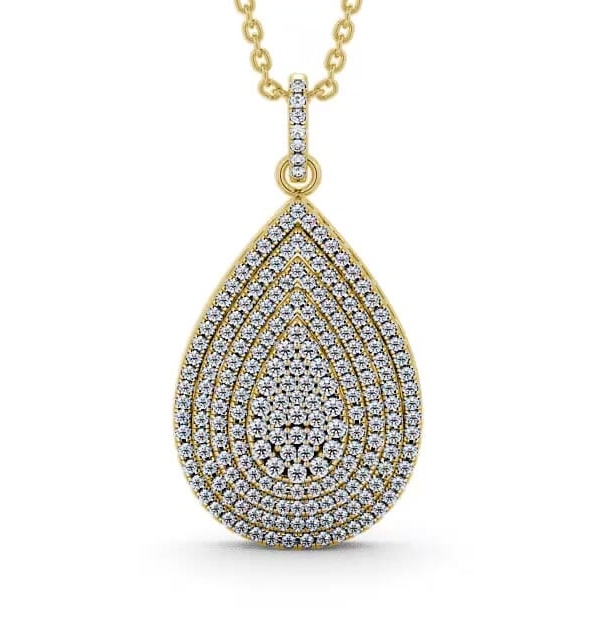 Cluster Round Diamond 0.88ct Pear Design Pendant 18K Yellow Gold PNT68_YG_THUMB2 