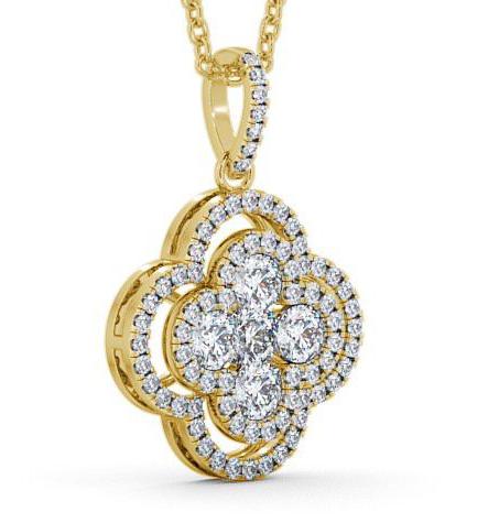 Cluster Round Diamond 0.48ct Clover Design Pendant 18K Yellow Gold PNT69_YG_THUMB1 