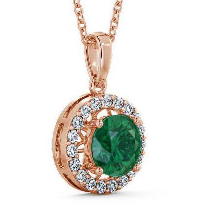 Halo Emerald and Diamond 1.18ct Pendant 18K Rose Gold PNT6GEM_RG_EM_THUMB1 