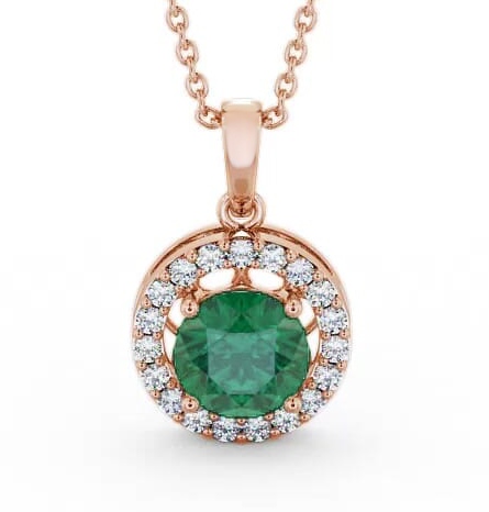 Halo Emerald and Diamond 1.18ct Pendant 18K Rose Gold PNT6GEM_RG_EM_THUMB2 