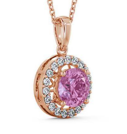 Halo Pink Sapphire and Diamond 1.43ct Pendant 18K Rose Gold PNT6GEM_RG_PS_THUMB1 