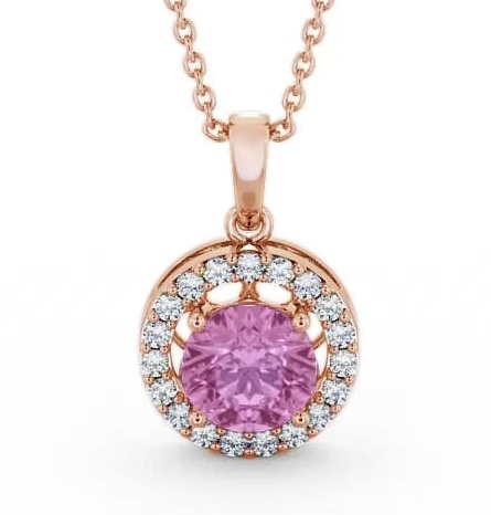 Halo Pink Sapphire and Diamond 1.43ct Pendant 18K Rose Gold PNT6GEM_RG_PS_THUMB1
