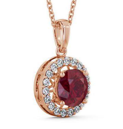 Halo Ruby and Diamond 1.43ct Pendant 18K Rose Gold PNT6GEM_RG_RU_THUMB1 