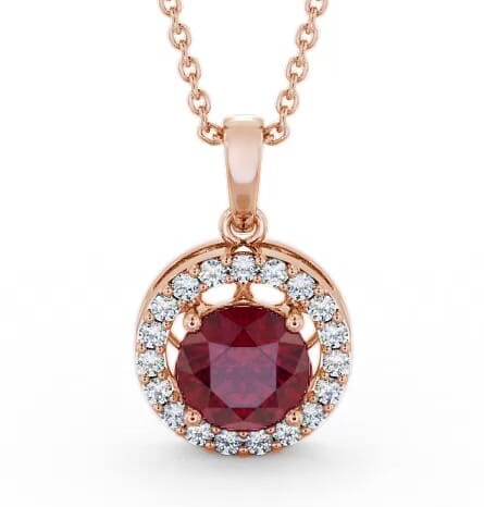 Halo Ruby and Diamond 1.43ct Pendant 18K Rose Gold PNT6GEM_RG_RU_THUMB2 