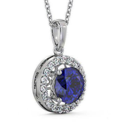 Halo Blue Sapphire and Diamond 1.43ct Pendant 9K White Gold PNT6GEM_WG_BS_THUMB1 
