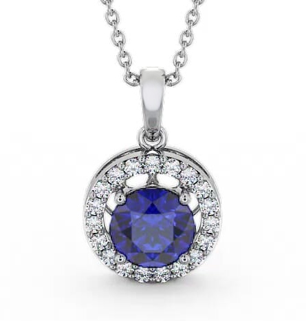 Halo Blue Sapphire and Diamond 1.43ct Pendant 18K White Gold PNT6GEM_WG_BS_THUMB2 