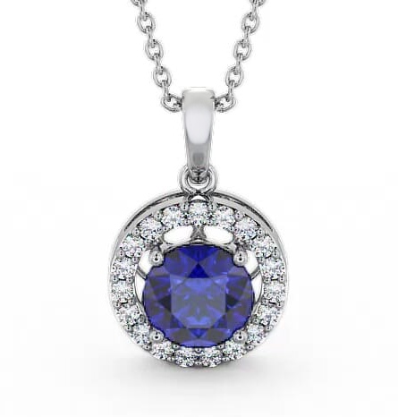 Halo Blue Sapphire and Diamond 1.43ct Pendant 9K White Gold PNT6GEM_WG_BS_THUMB2 