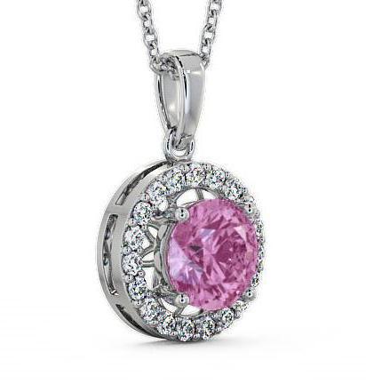 Halo Pink Sapphire and Diamond 1.43ct Pendant 9K White Gold PNT6GEM_WG_PS_THUMB1 